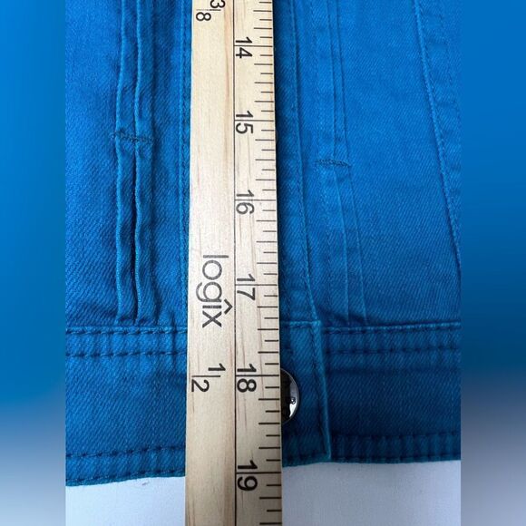 Women's Bonita Solid Teal Pockets Button Up Long Sleeve Jacket Size 44EU/12 US - Picture 13 of 15